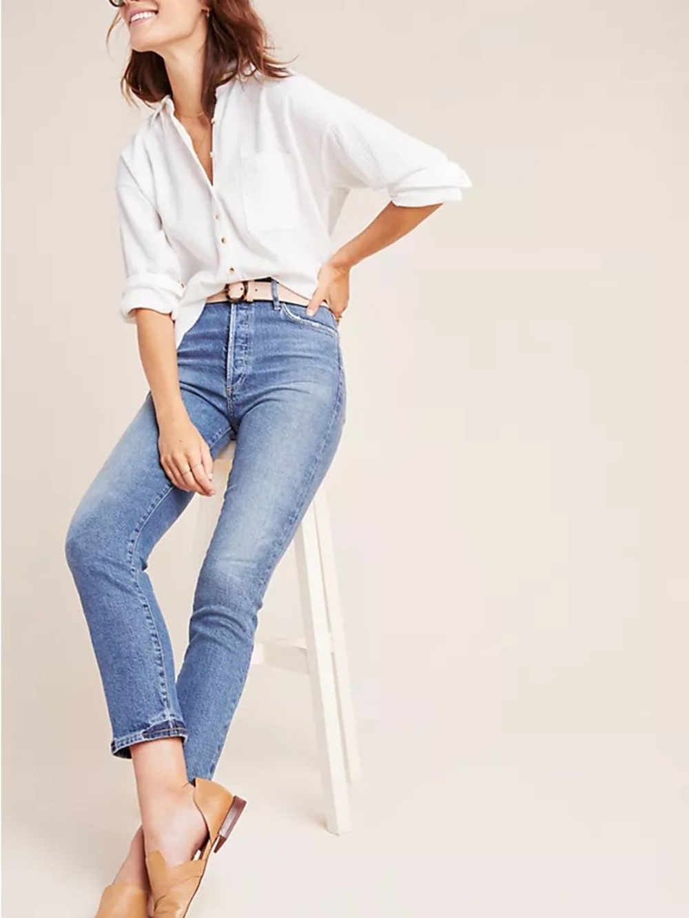 Citizens of humanity High-Rise Slim Jeans in Light Blue - Women's